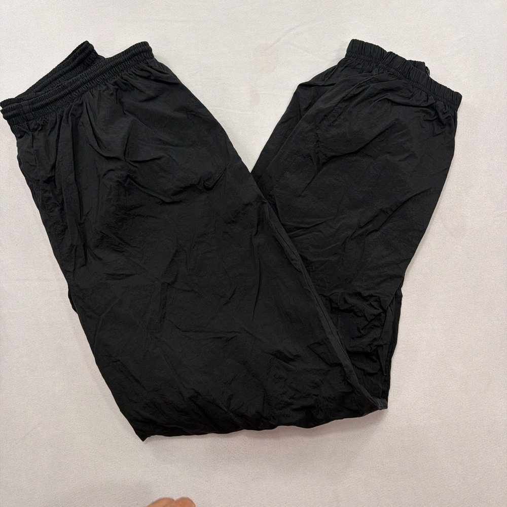Nike Track Pants Vintage Windbreaker Nylon Lined Zipper Cuff Black Mens Large
